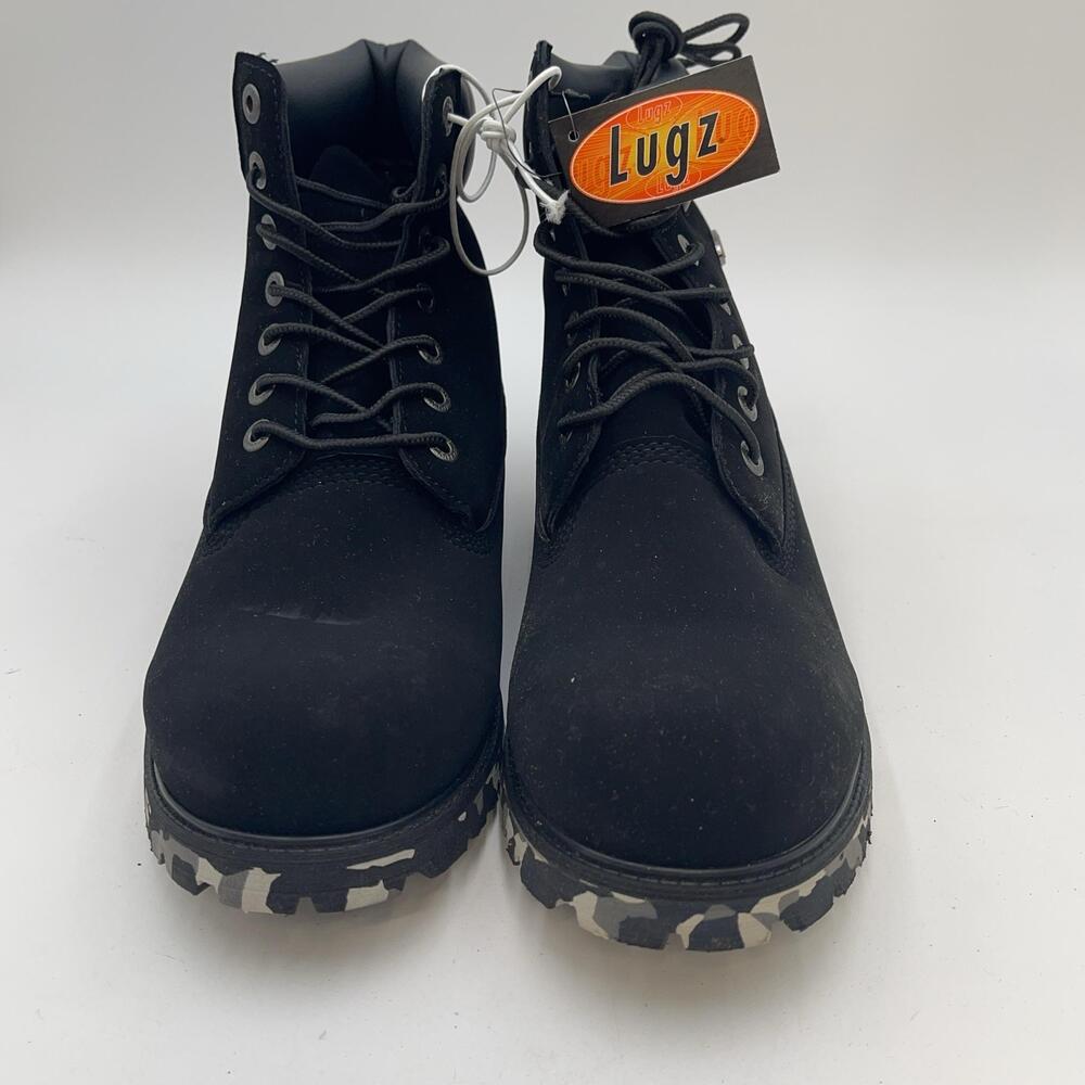 Lugz Boots Mens Black Combat Slip Resistant Ankle Lace Up Winter Size 10.5